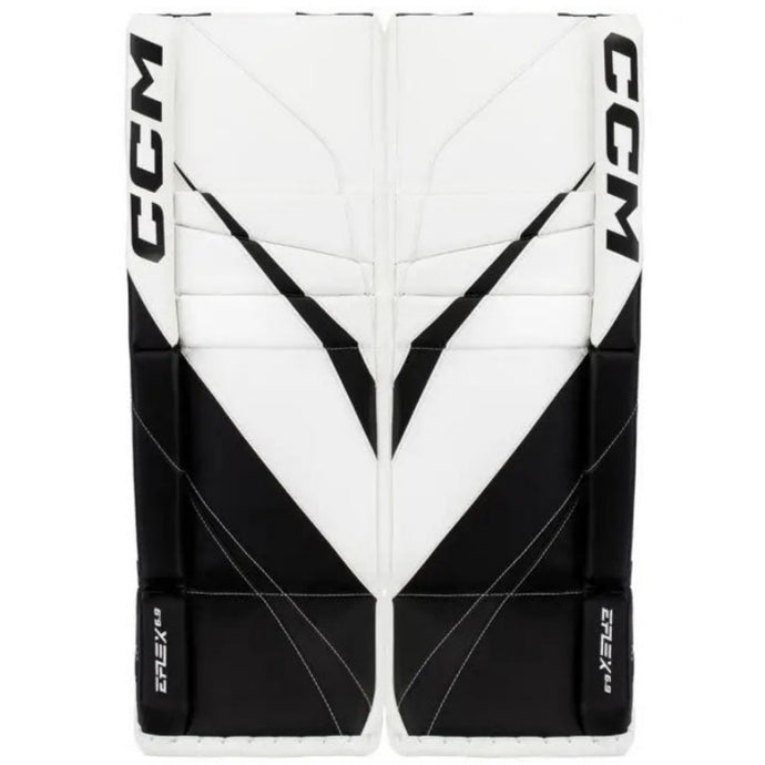 CCM Goalie Leg Pads CCM S23 Extreme Flex E6.9 Intermediate White/White/Black/Black front of both pads