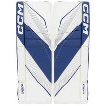 Load image into Gallery viewer, CCM Goalie Leg Pads CCM S23 Extreme Flex E6.9 Intermediate White/White/Navy/Navy front of both pads
