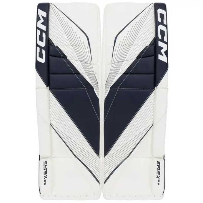 CCM Goalie Leg Pads CCM S23 Extreme Flex E6.9 Senior White/White/Black/Black front of both pads