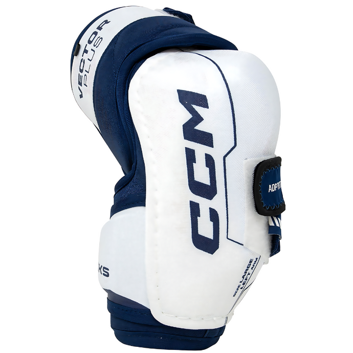 CCM Hockey Elbow Pads CCM Tacks Vector Plus Source Exclusive (2024) Senior White/Royal front side facing right