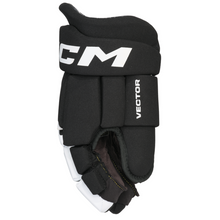 Load image into Gallery viewer, CCM Hockey Gloves CCM Tacks Vector Source Exclusive (2023) Junior Black/White side showing thumb
