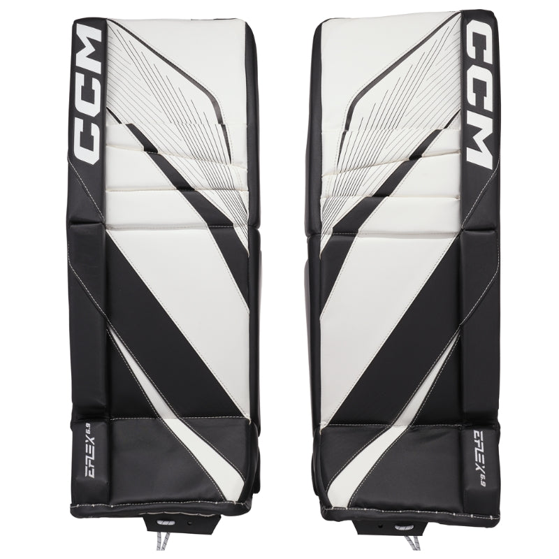 CCM Hockey Protective Gear CCM EFLEX 6.9 Goalie Leg Pads Intermediate GPE6.9SDC:INT White Black