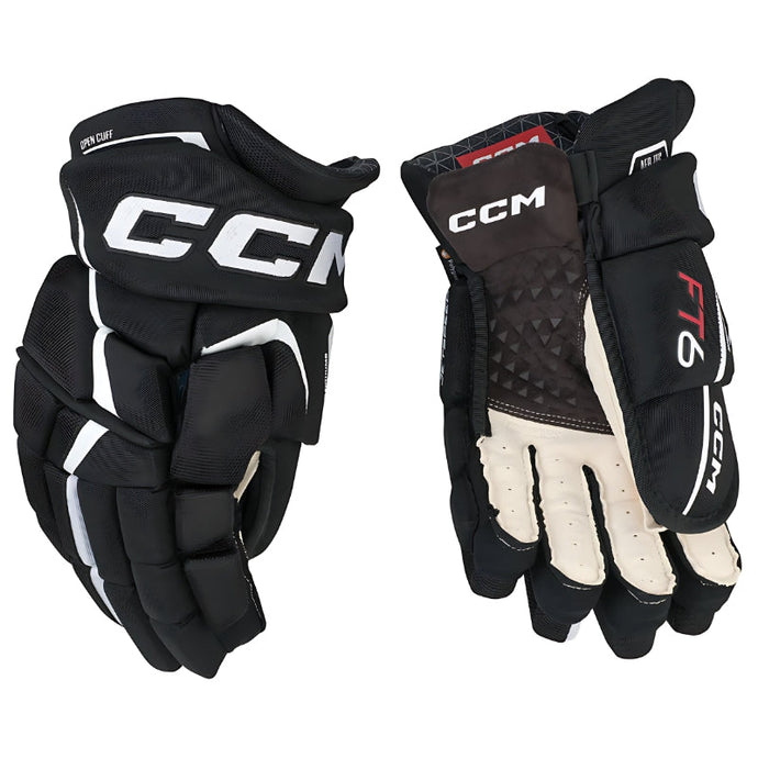 CCM Hockey Protective Gear CCM JetSpeed FT6 Hockey Gloves Senior Black White HGFT6:SR