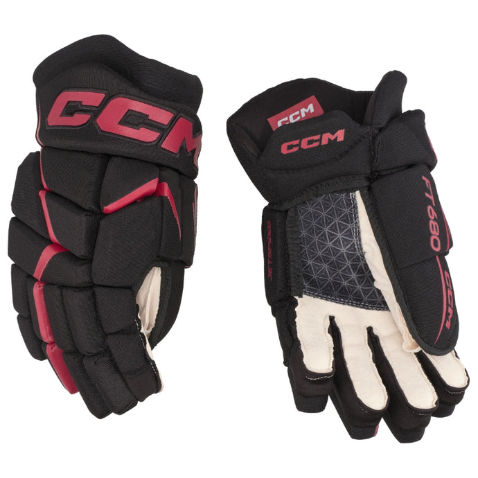 CCM Hockey Protective Gear CCM JetSpeed FT680 Hockey Gloves Junior Black Red