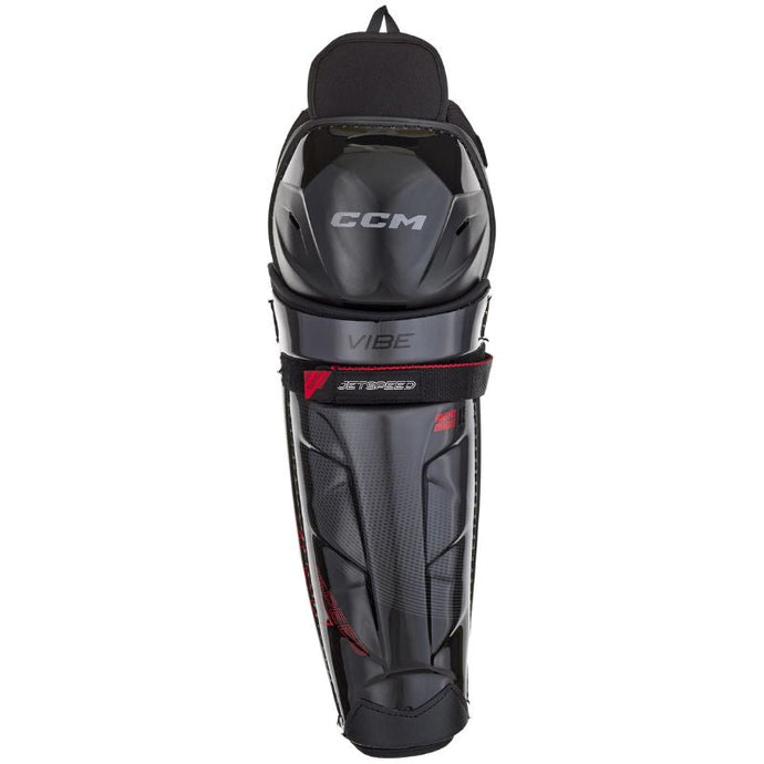 CCM Hockey Shin Guards CCM Jetspeed Vibe Source Exclusive (2025) Junior Black front