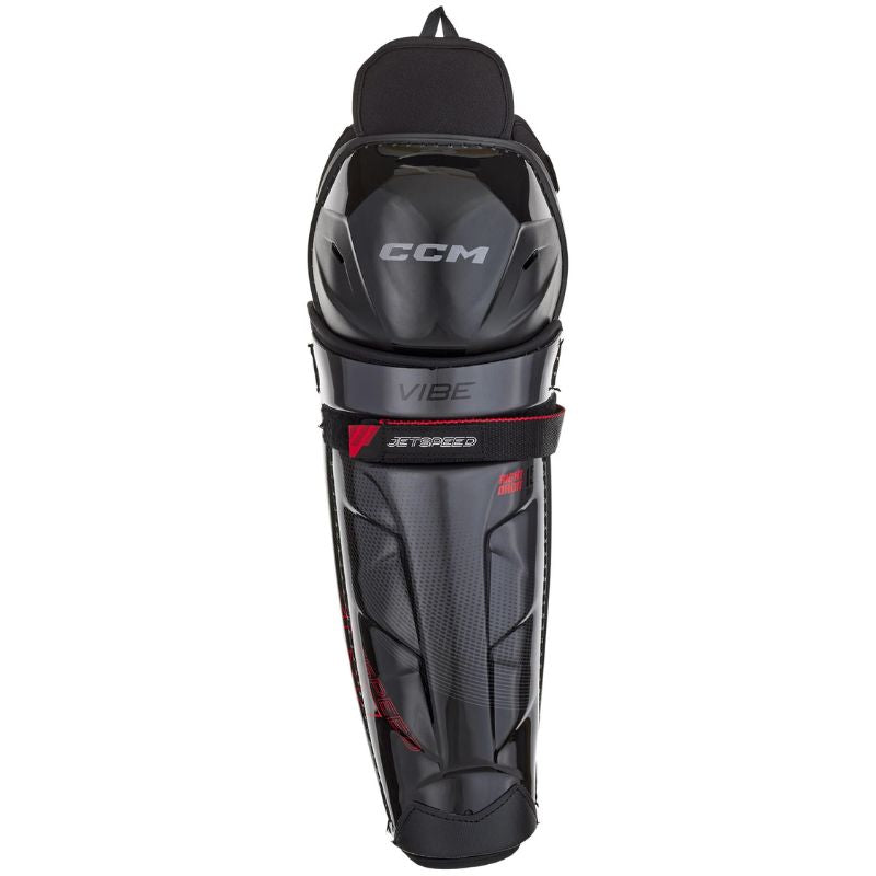 CCM Hockey Shin Guards CCM Jetspeed Vibe Source Exclusive (2025) Junior Black front