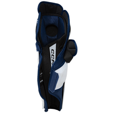 Load image into Gallery viewer, CCM Hockey Shin Guards CCM Tacks Vector Plus Source Exclusive (2024) Senior White/Royal back showing interior
