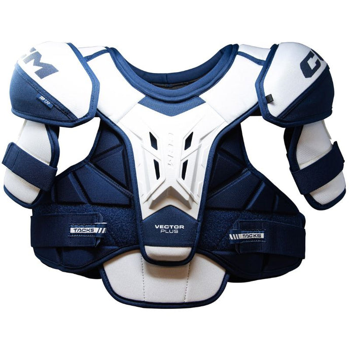 CCM Hockey Shoulder Pads CCM Tacks Vector Plus Source Exclusive (2024) Senior White/Royal front