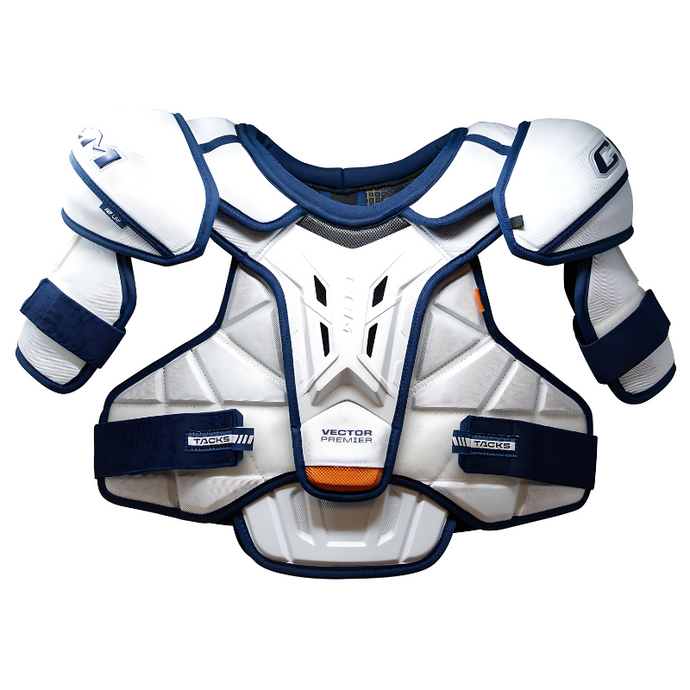 CCM Hockey Shoulder Pads CCM Tacks Vector Premier Source Exclusive (2024) Senior White/Royal front