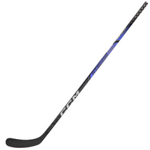 Load image into Gallery viewer, CCM Hockey Sticks CCM Ribcor Trigger 9K (2024) Junior Black/Blue/Purple diagonal side with blade pointing left
