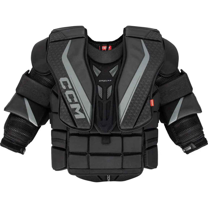 front view black CCM S23 Extreme Flex E6.9 Ice Hockey Goalie Chest Protector - Intermediate