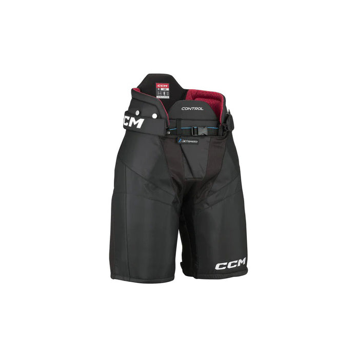 tilted front view black CCM S23 Jetspeed Control Ice Hockey Pants - Senior
