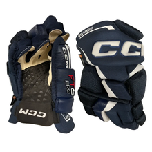 Load image into Gallery viewer, CCM Jetspeed FT6 Pro Hockey Gloves Senior 2023 navy/white front (palm) of right glove and back of left glove
