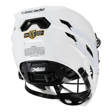 Load image into Gallery viewer, rear view white Cascade XRS Pro Chrome Lacrosse Helmet
