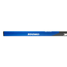 Load image into Gallery viewer, DOM Sports Ringette Sticks DOM Sports Rocket Carbon Junior Blue horizontal close-up showing DOM Sports logo
