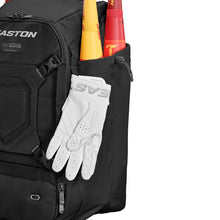 Load image into Gallery viewer, Easton Baseball Backpacks Easton Walk-Off Ethos WOETHOSBP Black Charcoal Columbia Blue Red Royal Pink/Navy/Mint (close-up)
