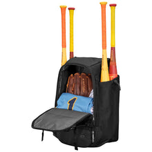 Load image into Gallery viewer, Easton Baseball Backpacks Easton Walk-Off Ethos WOETHOSBP Black Charcoal Columbia Blue Red Royal Pink/Navy/Mint (open)
