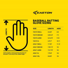 Load image into Gallery viewer, Easton Baseball Gloves Easton Walk-Off Ethos Batting Gloves Youth Size Chart WO25YBG
