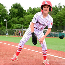 Load image into Gallery viewer, EvoShield Baseball Sliding Mitts EvoShield Youth Sky Blue Pink Navy Red Black pose WB57338
