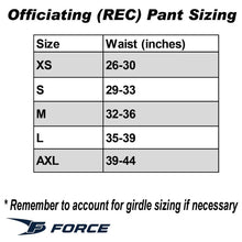 Load image into Gallery viewer, Force Officiating Pants Force Recreational Referee Hockey Pants Senior Size Chart
