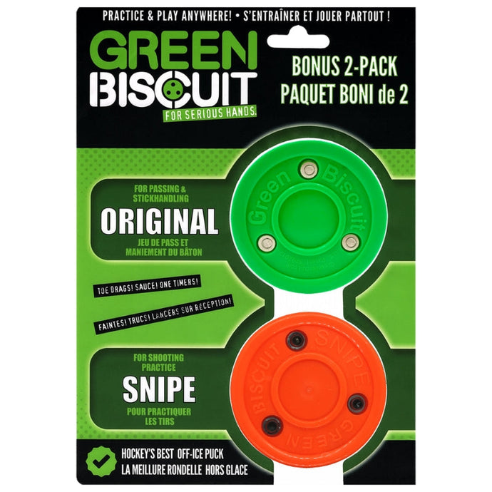 Green Biscuit Hockey Accessories Green Biscuit Hockey Puck Combo Pack Green Orange