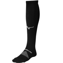 Load image into Gallery viewer, Mizuno Baseball Socks Mizuno Performance OTC Adult black side front facing left
