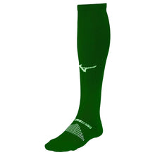 Load image into Gallery viewer, Mizuno Baseball Socks Mizuno Performance OTC Adult green side front facing left
