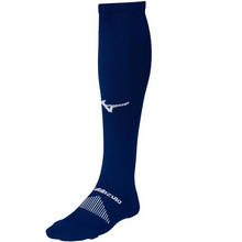 Load image into Gallery viewer, Mizuno Baseball Socks Mizuno Performance OTC Adult navy blue side front facing left
