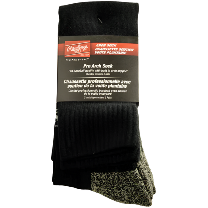 Rawlings Baseball Accessories Rawlings Pro Arch Baseball Socks 2 Pack Black