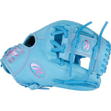 Load image into Gallery viewer, Rawlings Baseball Gloves Rawlings Heart of the Hide 11.5-inch Columbia Blue Infield Adult Blue/Pink side showing webbing PROR314-2CBCB
