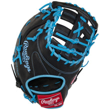Load image into Gallery viewer, Rawlings Baseball Gloves Rawlings R9 13" First Base (2026) Adult Black/Columbia Blue DCT Single post double bar web R9DCT-10BCB
