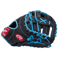 Load image into Gallery viewer, Rawlings Baseball Gloves Rawlings R9 13" First Base (2026) Adult Black/Columbia Blue Single post double bar web R9DCT-10BCB
