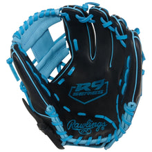 Load image into Gallery viewer, Rawlings Baseball Gloves Rawlings R9 Series 11.5 inch R9314-2BCB Infield Baseball Glove Adult Black Columbia Blue
