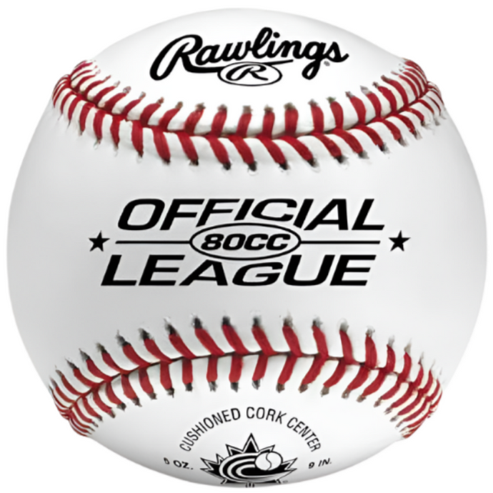 Rawlings Baseball Rawlings 80CC Official League white with red stitching showing '80CC OFFICIAL LEAGUE'