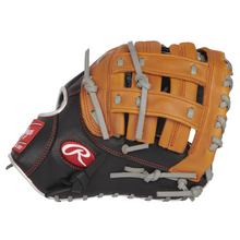 Load image into Gallery viewer, Rawlings First Base Mitt Rawlings R9 Contour Youth 12&quot; black/tan back showing webbing pointing right
