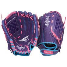 Load image into Gallery viewer, Rawlings Softball Gloves Sure Catch 11" (2026) Youth SCSB110PU Purple/Columbia Blue/Pink RHT LHT
