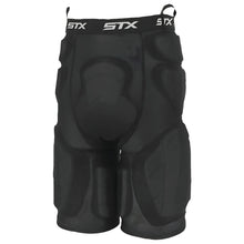 Load image into Gallery viewer, STX Lacrosse Goalie Pants STX Deluxe Intermediate Black front side facing left
