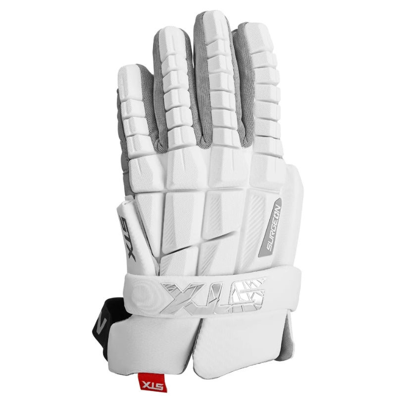 STX Lacrosse Protective Gear STX Surgeon RZR 2 Goalie Lacrosse Gloves White