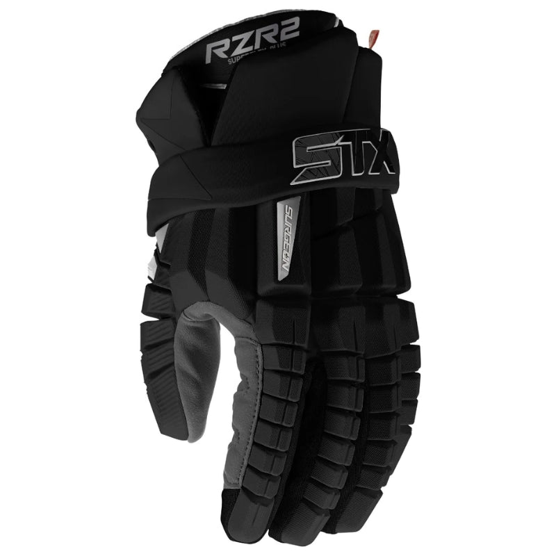 STX Lacrosse Protective Gear STX Surgeon RZR 2 Lacrosse Gloves Black