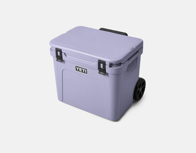 front view cosmic lilac YETI Roadie 60 Wheeled Cooler