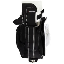 Load image into Gallery viewer, True Goalie Leg Pads True Catalyst 7X3 Intermediate White/Royal back of left pad showing inside
