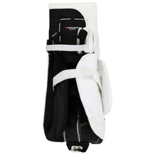 Load image into Gallery viewer, True Goalie Leg Pads True Catalyst 7X3 Intermediate White/Royal back of left pad with straps secured

