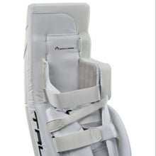 Load image into Gallery viewer, True Goalie Leg Pads True S23 Catalyst 9X3 Senior White/Black close-up of back of left pad
