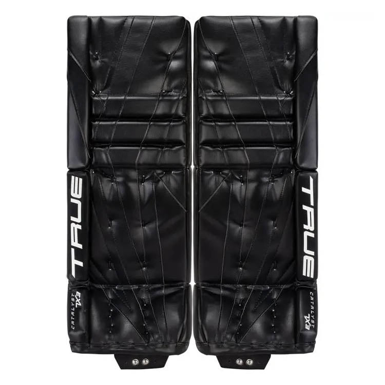 front view black True Catalyst 7X3 Senior Goalie Pads