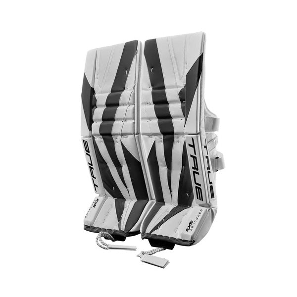 full view white/black True S23 Catalyst 9X3 Ice Hockey Goalie Pads - Senior