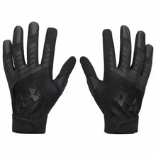 Load image into Gallery viewer, Under Armour Baseball Gloves Under Armour Clean Up Batting Gloves Junior Black Silver
