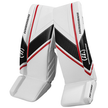 Load image into Gallery viewer, Warrior Goalie Leg Pads Warrior Ritual G6 E+ Intermediate White/Black/Red 2022 front of both pads
