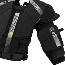 Load image into Gallery viewer, Warrior Ice Hockey Goalie Chest and Arm Protectors Warrior S23 Ritual X4 E Youth Black front close-up of left arm
