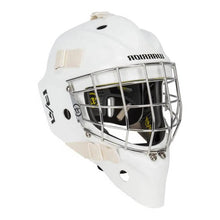 Load image into Gallery viewer, tilted grill view white Warrior Ritual F1 Pro Ice Hockey Goalie Mask - Senior
