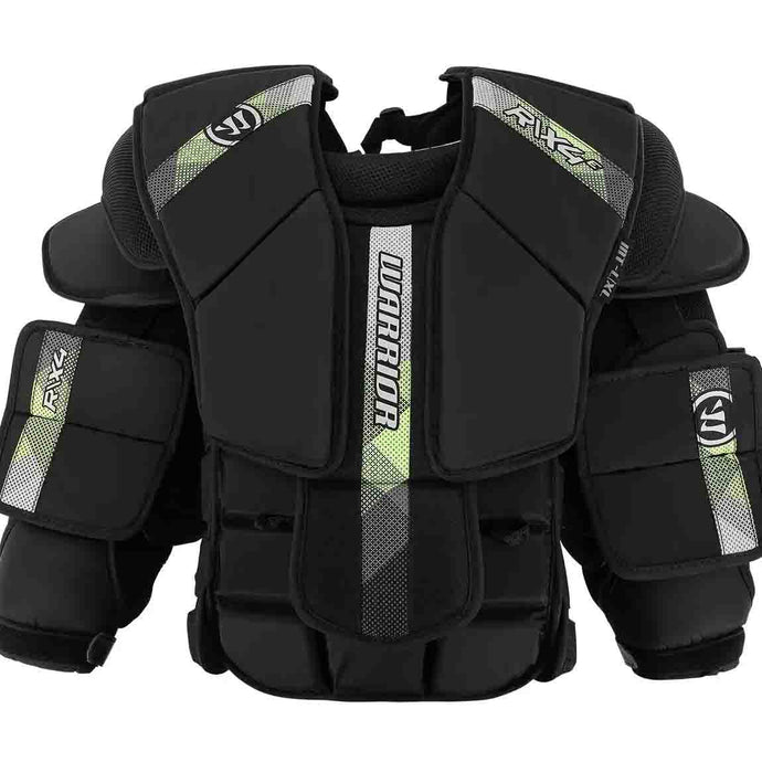 front view black Warrior S23 Ritual X4 E Goalie Chest and Arm Protector - Intermediate
